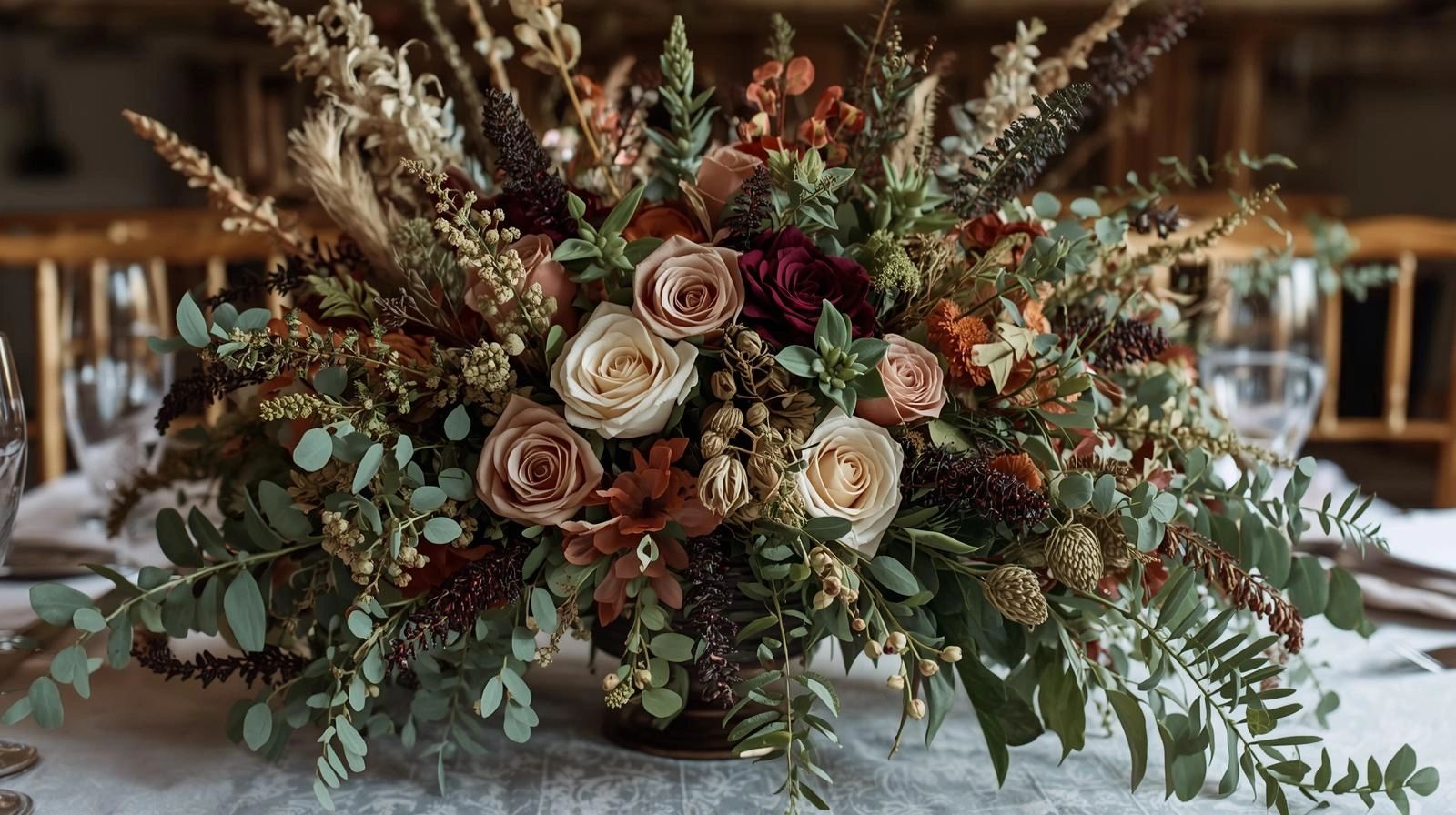 botanical inspired wedding ceremony table centerpiece stone ridge estates pasco wa
