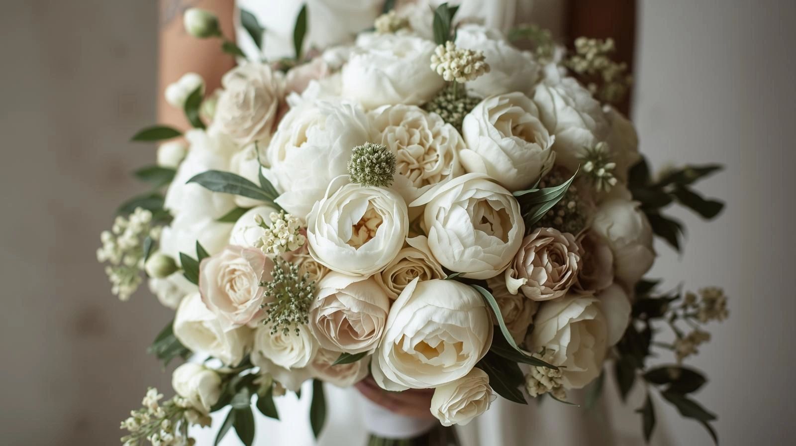 pantones color of the year cloud white wedding bouqet