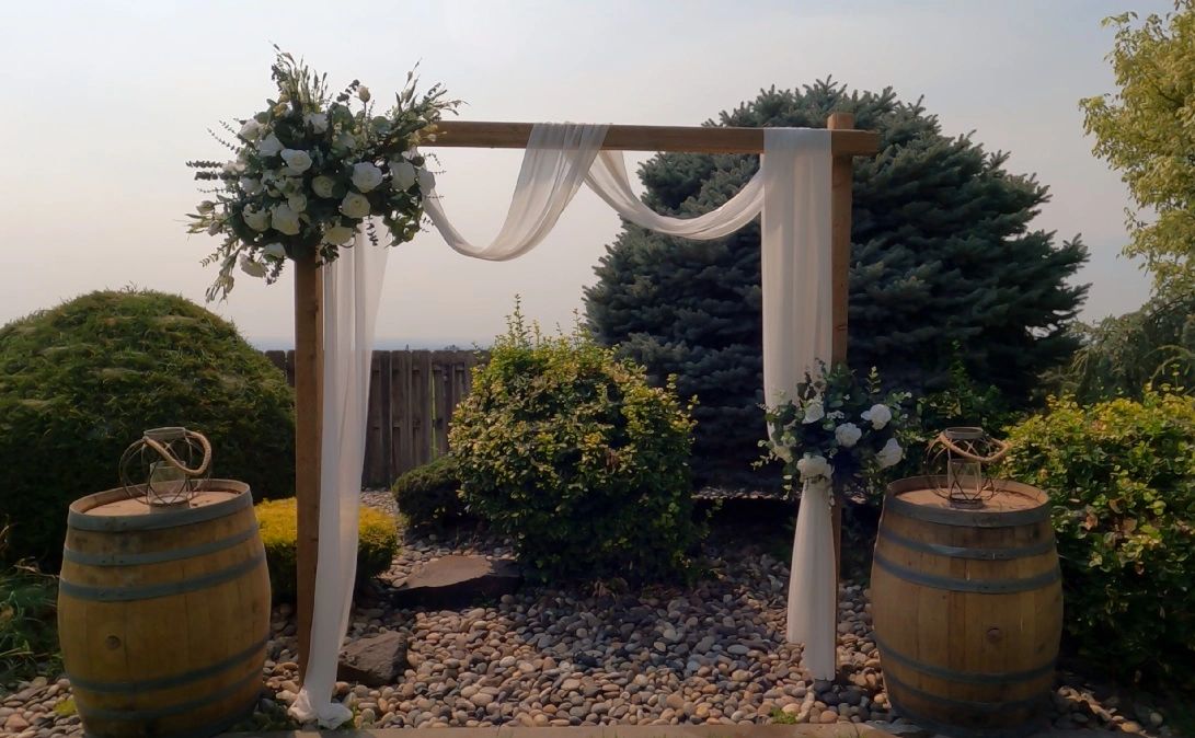 Wedding Arch White Roses Euculyptus wedding arch wedding decor stone ridge estates pasco washington