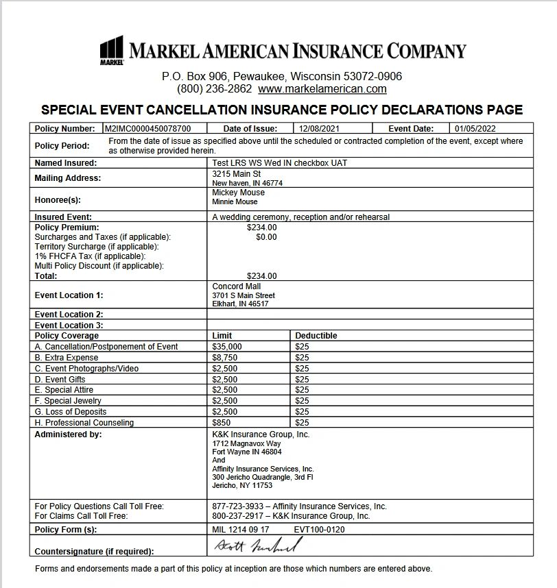 sample wedding venue cancellation insurance pasco wedding venue