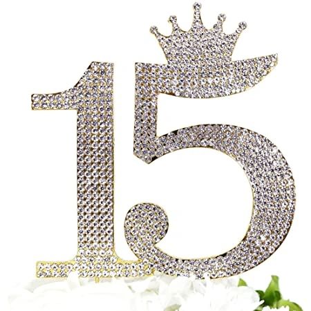Rhinestone number fifteen decoration topped with a crown